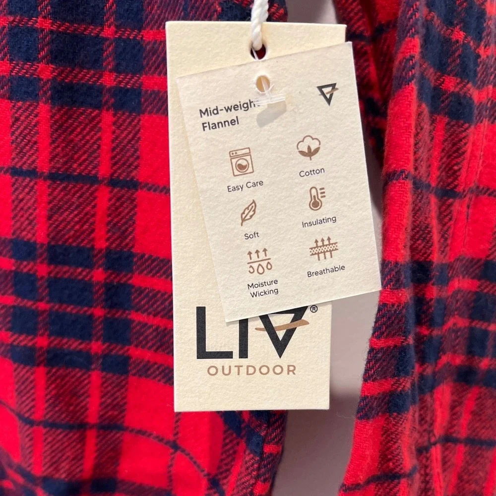 LIV Outdoor Red Plaid Flannel Button Down Shirt‎ Kids 10/12 NWT